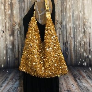 Gold Sequin Nicole Lee Shoulder Purse